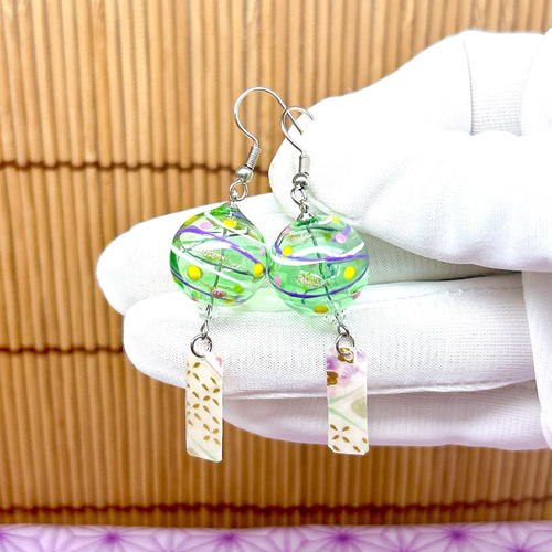 宵まつり風鈴＜浮玉＞ヨーヨー柄 風鈴ピアス/風鈴イヤリング/水風船/夏