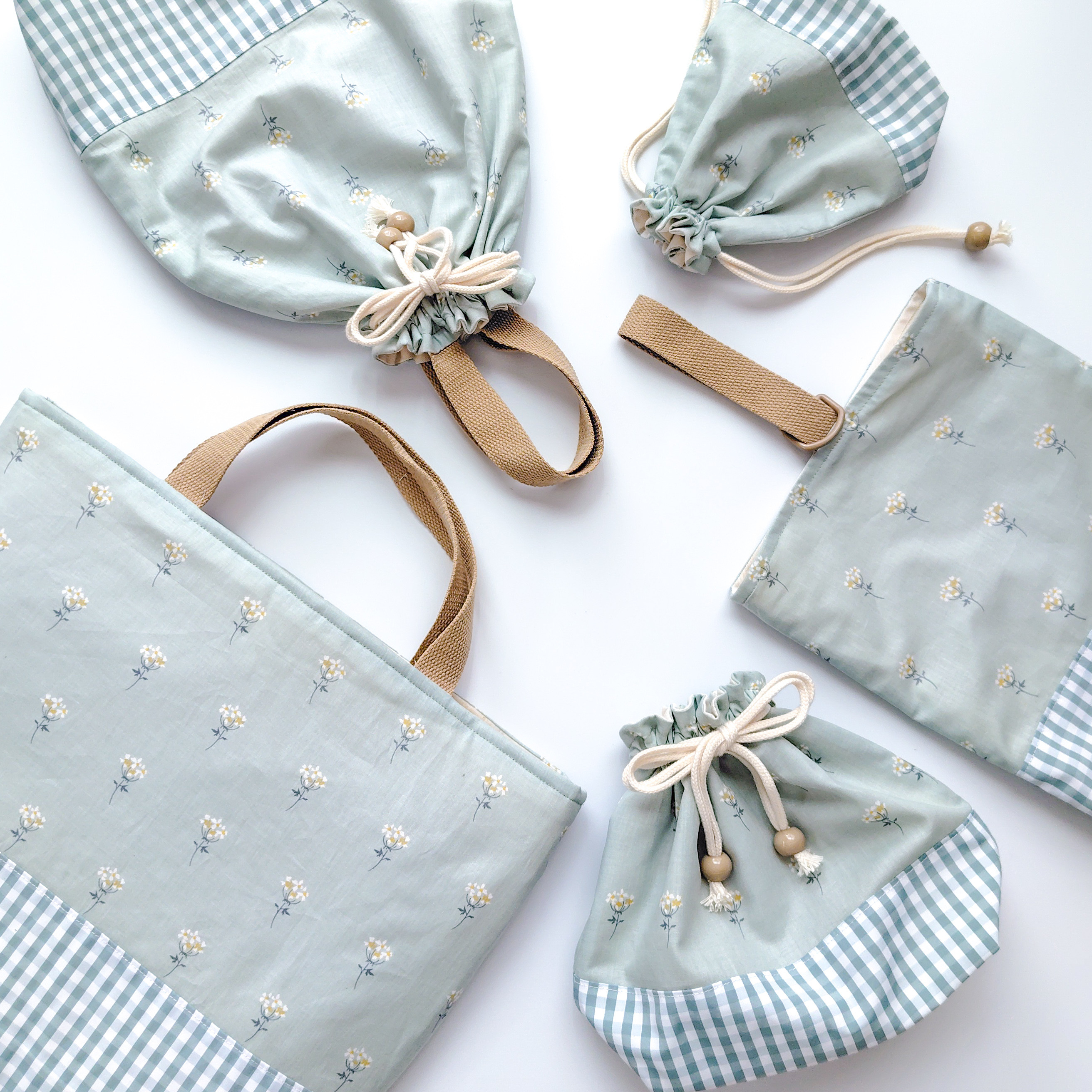 【Lace flower × check】入園入学５点セット  送料無料