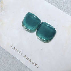 ターコイズグリーン フット ネイルチップ 緑 足用 夏 脚 マグネット 親指のみ 親指だけ ペディキュア 2本セット 爪 3枚目の画像