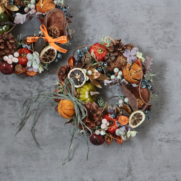 '25 ハロウィン 3way 秋色木の実のリース ★22cm 2枚目の画像