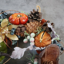 '25 ハロウィン 3way 秋色木の実のリース ★22cm 5枚目の画像