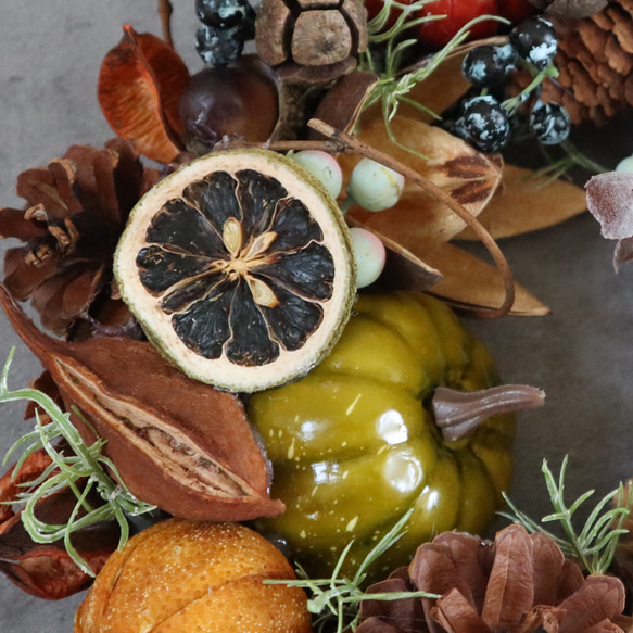 '25 ハロウィン 3way 秋色木の実のリース ★22cm 4枚目の画像