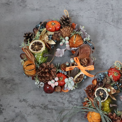 '25 ハロウィン 3way 秋色木の実のリース ★22cm 3枚目の画像
