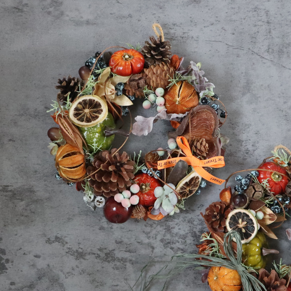 '25 ハロウィン 3way 秋色木の実のリース ★22cm 3枚目の画像