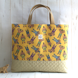 入園入学　ハンドメイド　レッスンバッグ　上履き入れ　イエロー×ヒッコリー　帆布 黄（イエロー） レッスンバッグ のおすすめ人気通販｜Creema
