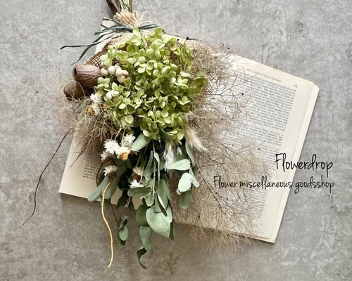 アナベルとスモークツリーのスワッグ インテリア ドライフラワー