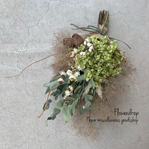 アナベルとスモークツリーのスワッグ インテリア ドライフラワー