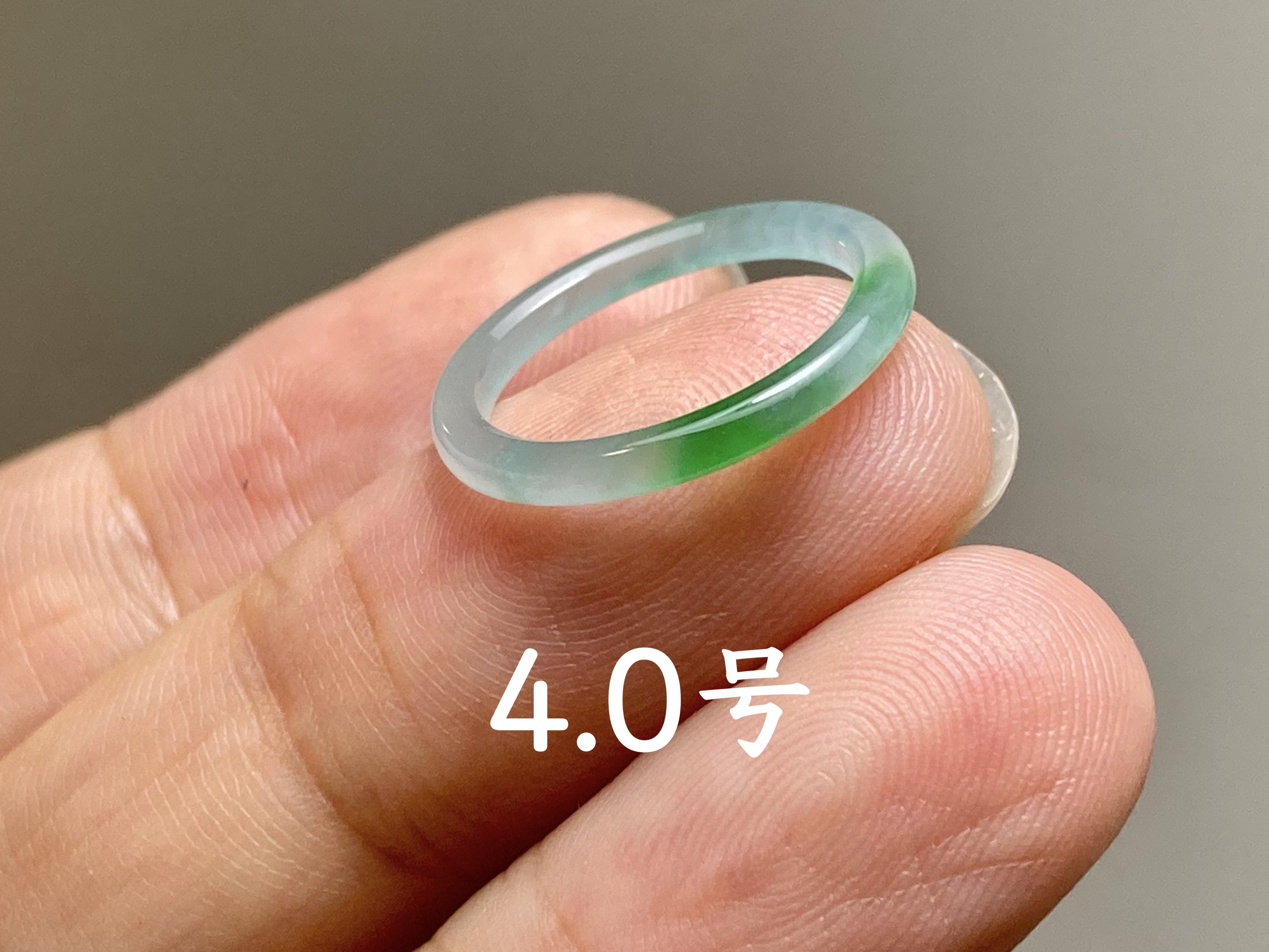 L12-202 細身 ピンキーリング 氷糯種 浅青/陽緑 4.0号 天然グアテマラ産 A貨 本翡翠 くりぬき リング 4,760円