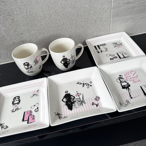 新品/未使用】ポーセラーツ/プレート4枚、マグカップ2個セット
