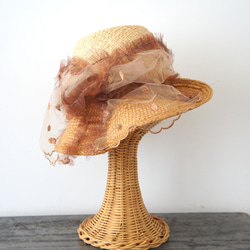 フルリー・チュールハット[ミックス・刺繍ドットベージュ]C329dotstellebeige 2枚目の画像