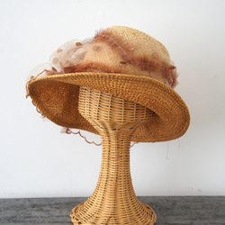 フルリー・チュールハット[ミックス・刺繍ドットベージュ]C329dotstellebeige 6枚目の画像