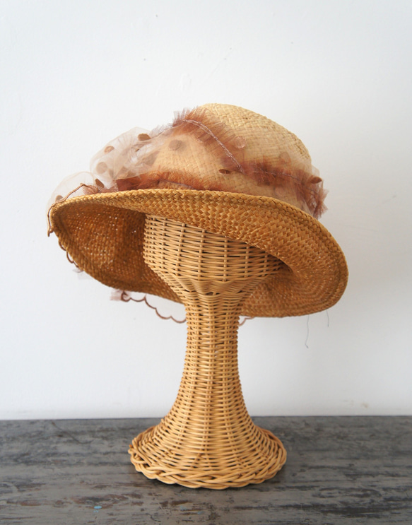 フルリー・チュールハット[ミックス・刺繍ドットベージュ]C329dotstellebeige 6枚目の画像