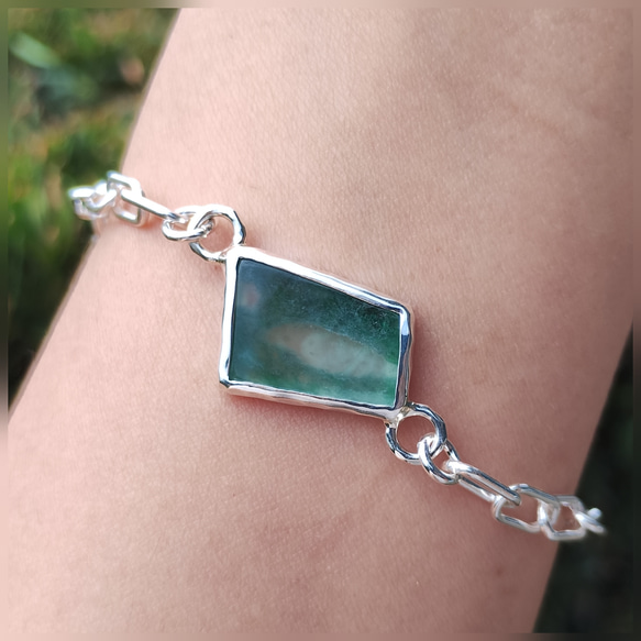 大粒 糸魚川翡翠×銀のブレスレット ブレスレット Porte silver