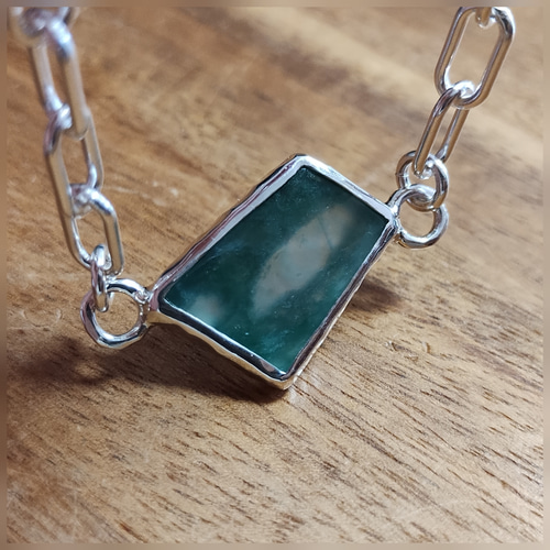 大粒 糸魚川翡翠×銀のブレスレット ブレスレット Porte silver