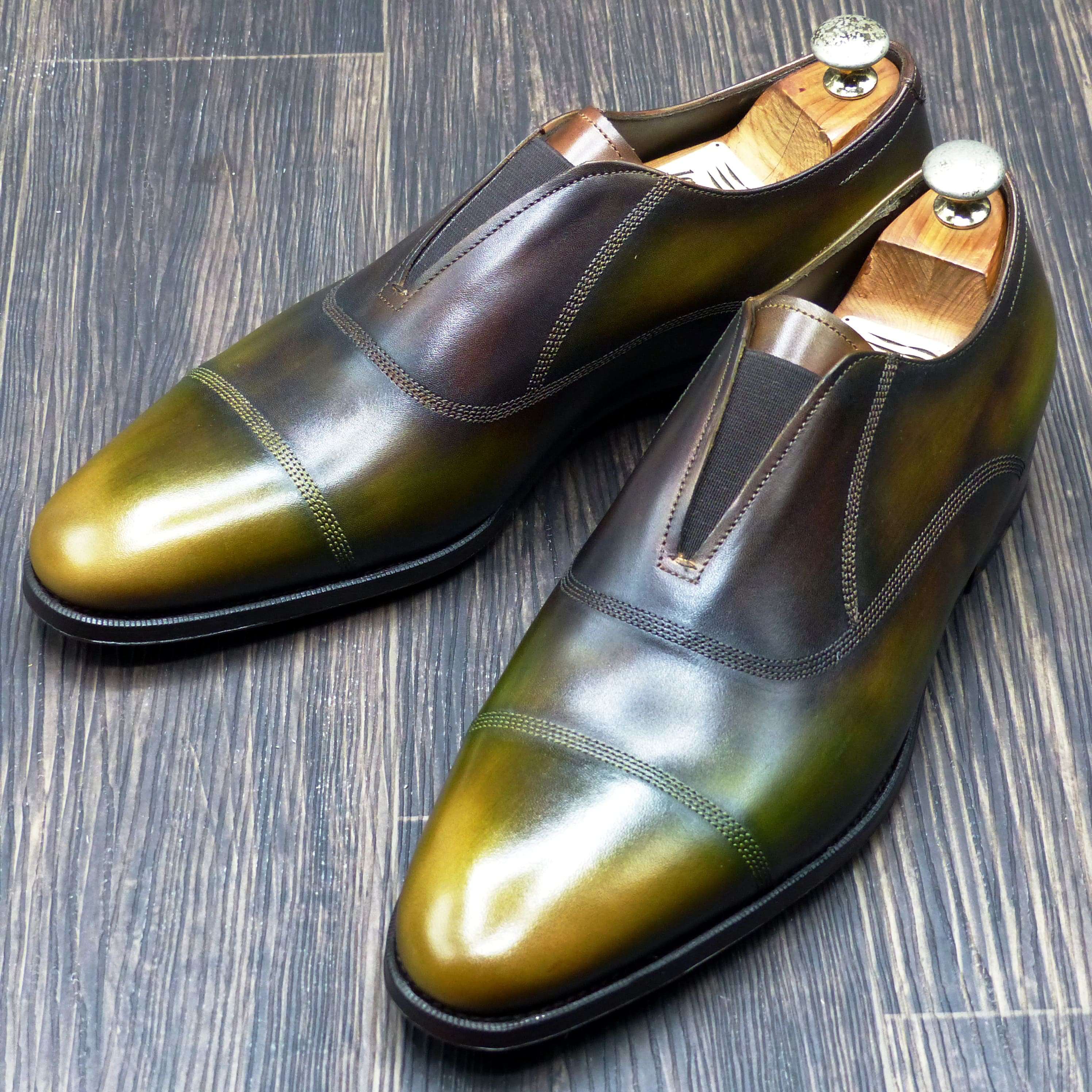 【3Dパターン・フルマッケイ製法】FZ-280 26.0cm  伝統色 苔影 パティーヌ ワンピース・スリッポン