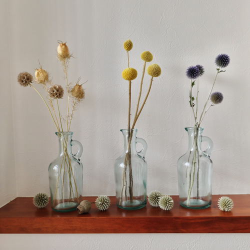 お洒落スペインガラスの花瓶 ドライフラワーつき フラワーベース