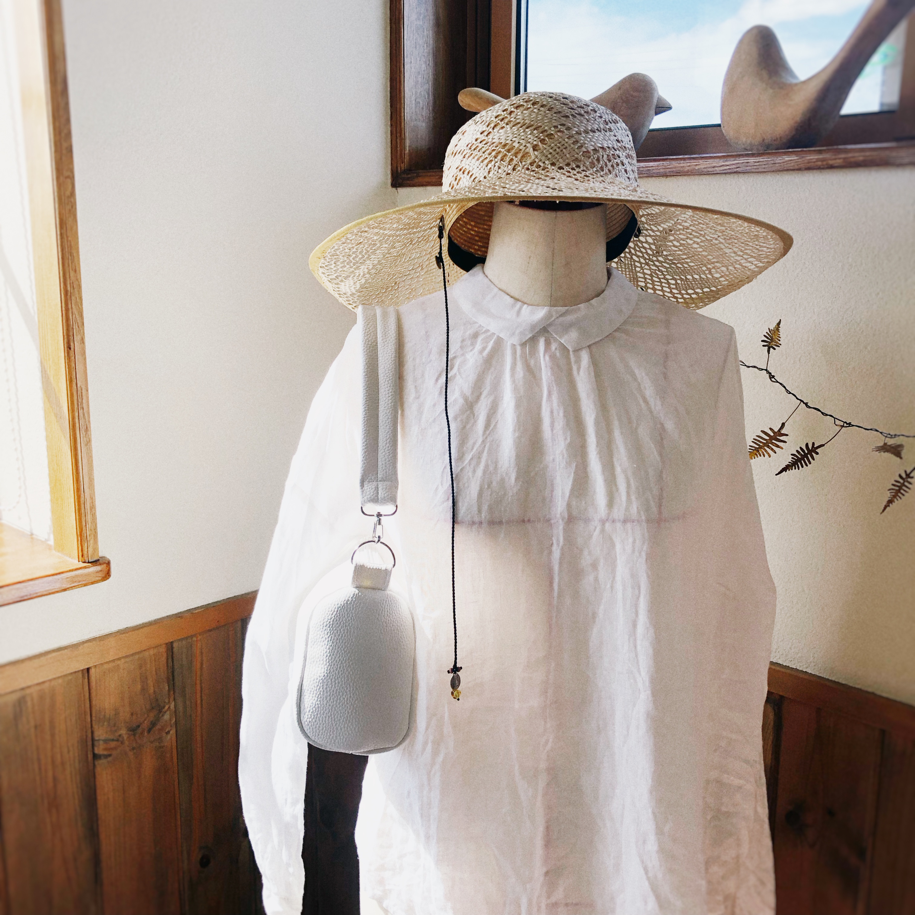 俵形バゲットバッグ　ホワイト