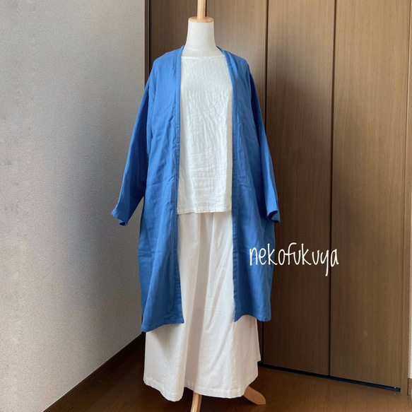 あんしんダブルガーゼのロングカーディガン LL〜3Lサイズくらい　長袖☆受注製作です☆ 1枚目の画像