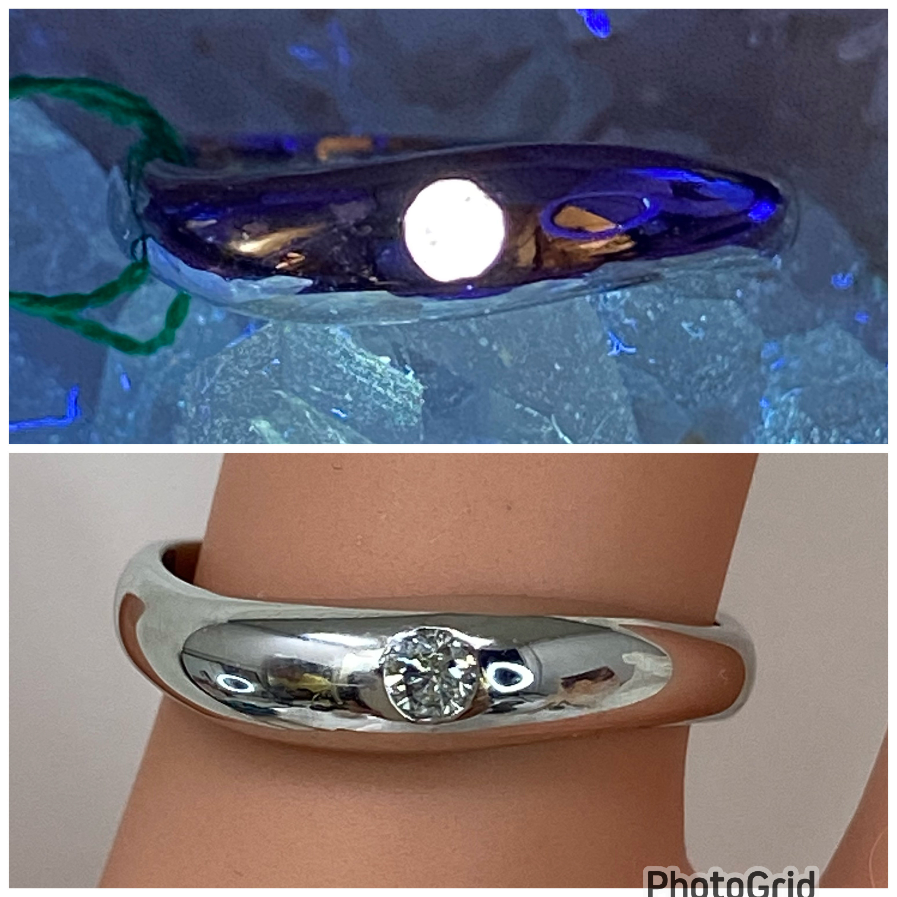 【新品未使用】蛍光性ダイヤモンド Pt900 リング 0.07ct 11号 デュエット カスタム品