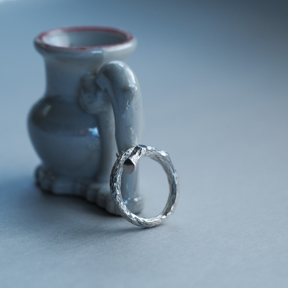 2コset) 無骨な 古木に咲いた ダイヤモンドの花 ペア リング シルバー925 4枚目の画像