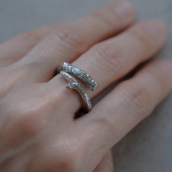 2コset) 無骨な 古木に咲いた ダイヤモンドの花 ペア リング シルバー925 5枚目の画像