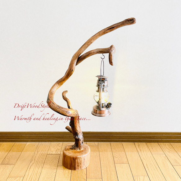 流木インテリア 芸術的にうねる枝の流木スタンド ランタンやエアプラントを飾れる置物 北欧 照明 木材 癒し N100 1枚目の画像