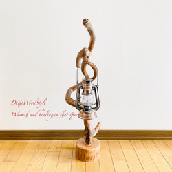 流木インテリア 芸術的にうねる枝の流木スタンド ランタンやエアプラントを飾れる置物 北欧 照明 木材 癒し N100 6枚目の画像