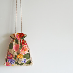 数量限定！チュールフラワー刺繍3way巾着ショルダーバッグ　マルチカラー 17枚目の画像