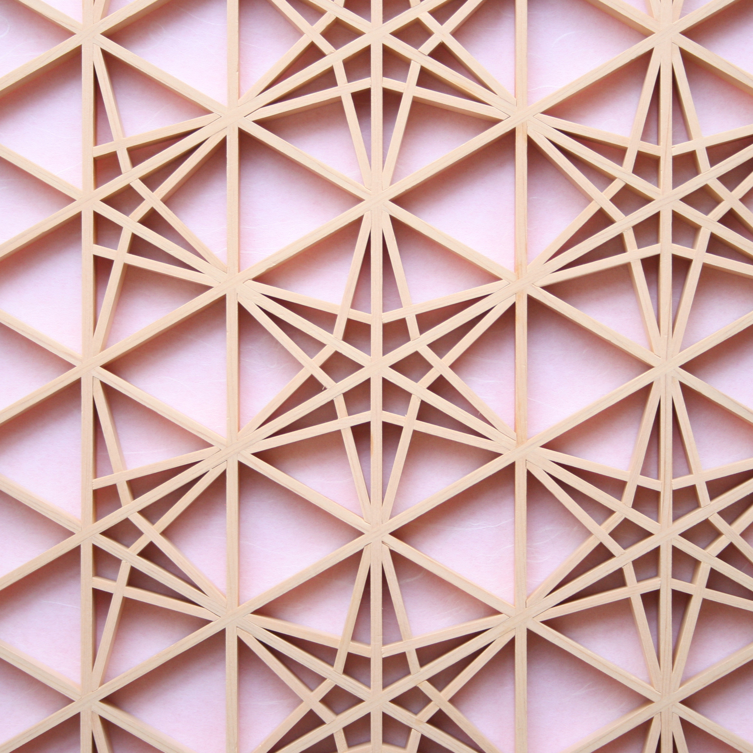 組子アートパネル 【重ねりんどう ピンク背景】 和風インテリアパネル