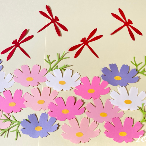 壁面飾り】 秋 9月 10月 コスモス とんぼ 雑貨・その他 IORI