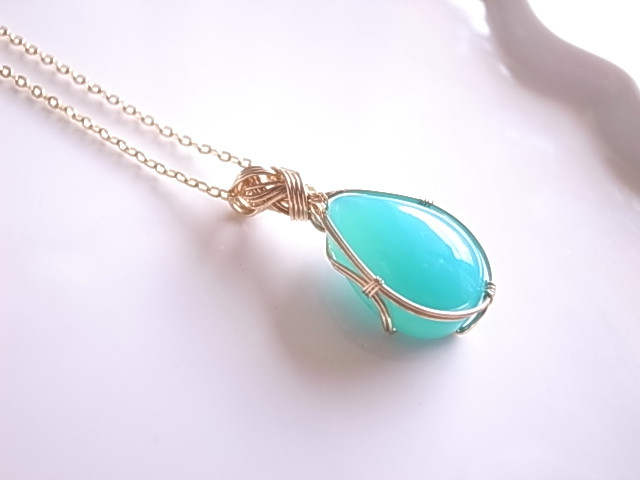海色の宙　シーブルーカルセドニー　ペンダントトップ　ワイヤージュエリー 5,822円