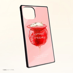 Original強化ガラスiPhoneケース「SWEET DREAMS_猫とリンゴ飴」 1枚目の画像