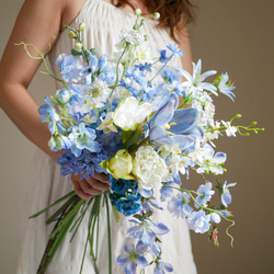 ウェディングブーケ ブルーブーケ 韓国ブーケ 夏ブーケ アーティ