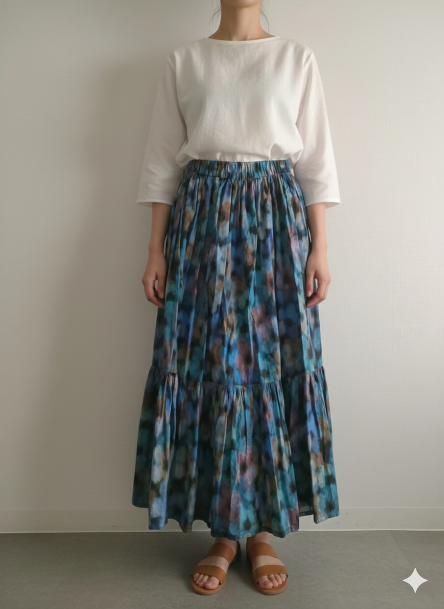 【リバティ/ミシェルフランシス】ティアードスカート（フリル多め）