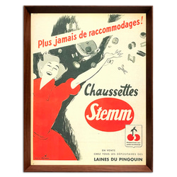 ルネ・グリュオー Stemm 1960年代 フランス ヴィンテージ 雑誌 広告 額付 ポスター 3枚目の画像
