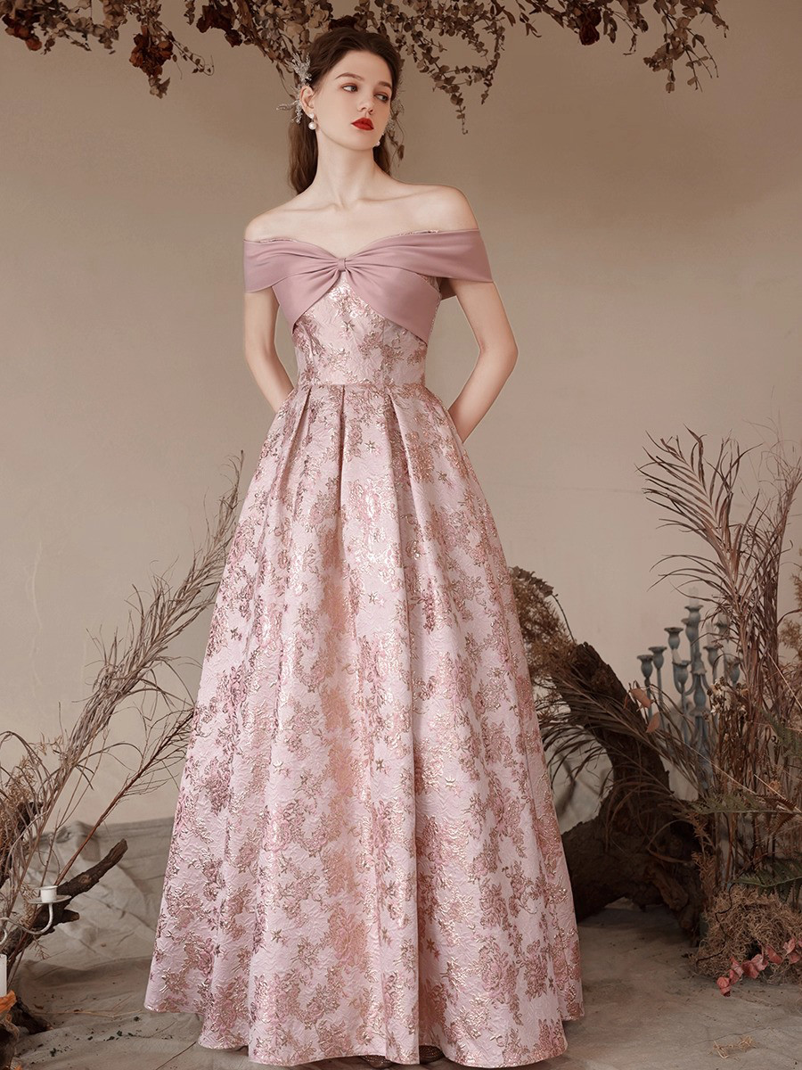 ドレス ウェディングドレス ロングドレス パーティー プリンセス ピンク 上品 韓国風 結婚式 前撮り D051
