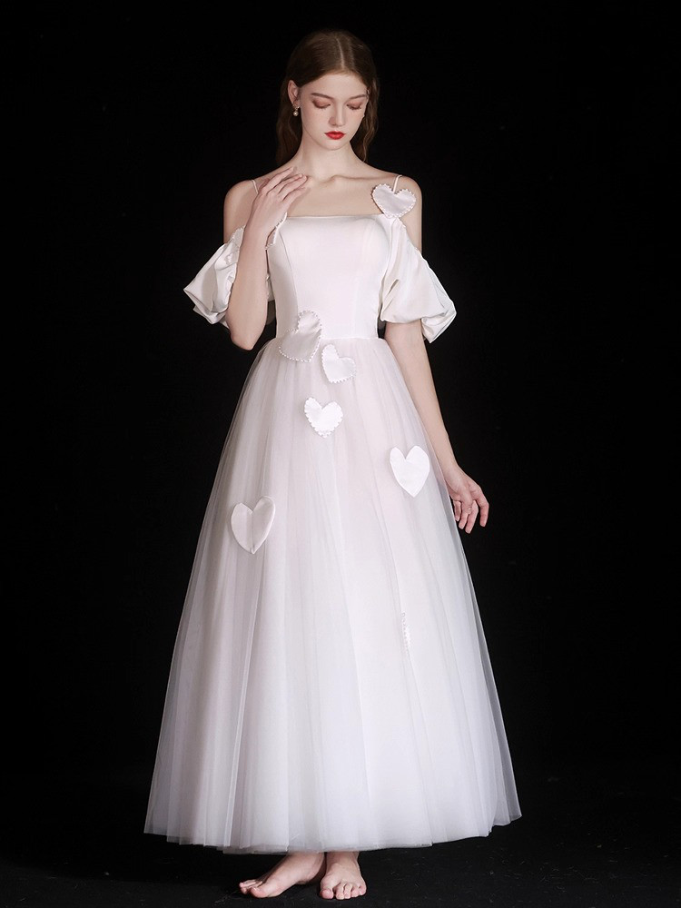 ドレス ウェディングドレス ロングドレス プリンセス ふわふわ 白 可愛い 上品 韓国風 結婚式 前撮り D054