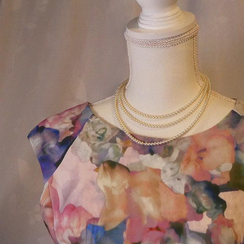 ガラスパール　ロングネックレス「Kiska☆」パール　ロングネックレス　二重、三重　超ロング　夏のパール　キスカ