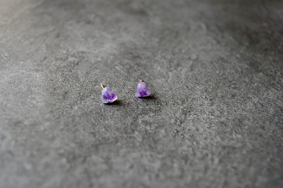 fairy heart purple　海洋プラスチック　アップサイクル　アクセサリー　ピアス 5枚目の画像