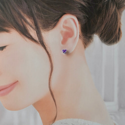 fairy heart purple　海洋プラスチック　アップサイクル　アクセサリー　ピアス 1枚目の画像