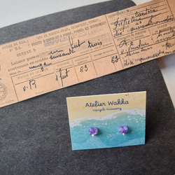 fairy heart purple　海洋プラスチック　アップサイクル　アクセサリー　ピアス 3枚目の画像