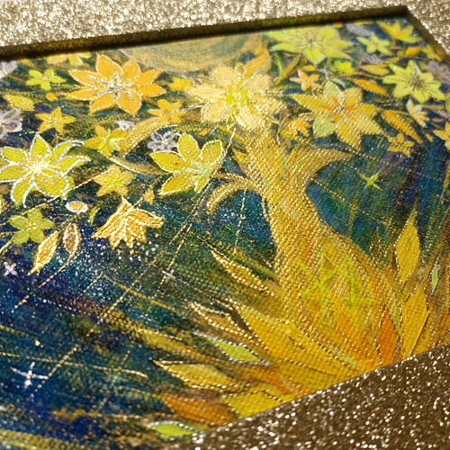 豊かさ生み出す波動アート☆星花輝く宝石の黄金星光宝樹｜宝石宿る星の