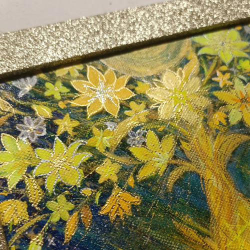 豊かさ生み出す波動アート☆星花輝く宝石の黄金星光宝樹｜宝石宿る星の