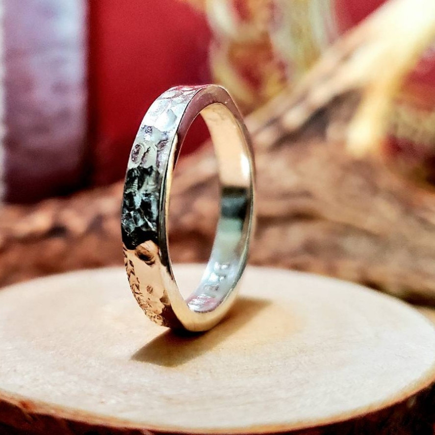 silver950 シルバーリング　砂テクスチャ+槌目リング