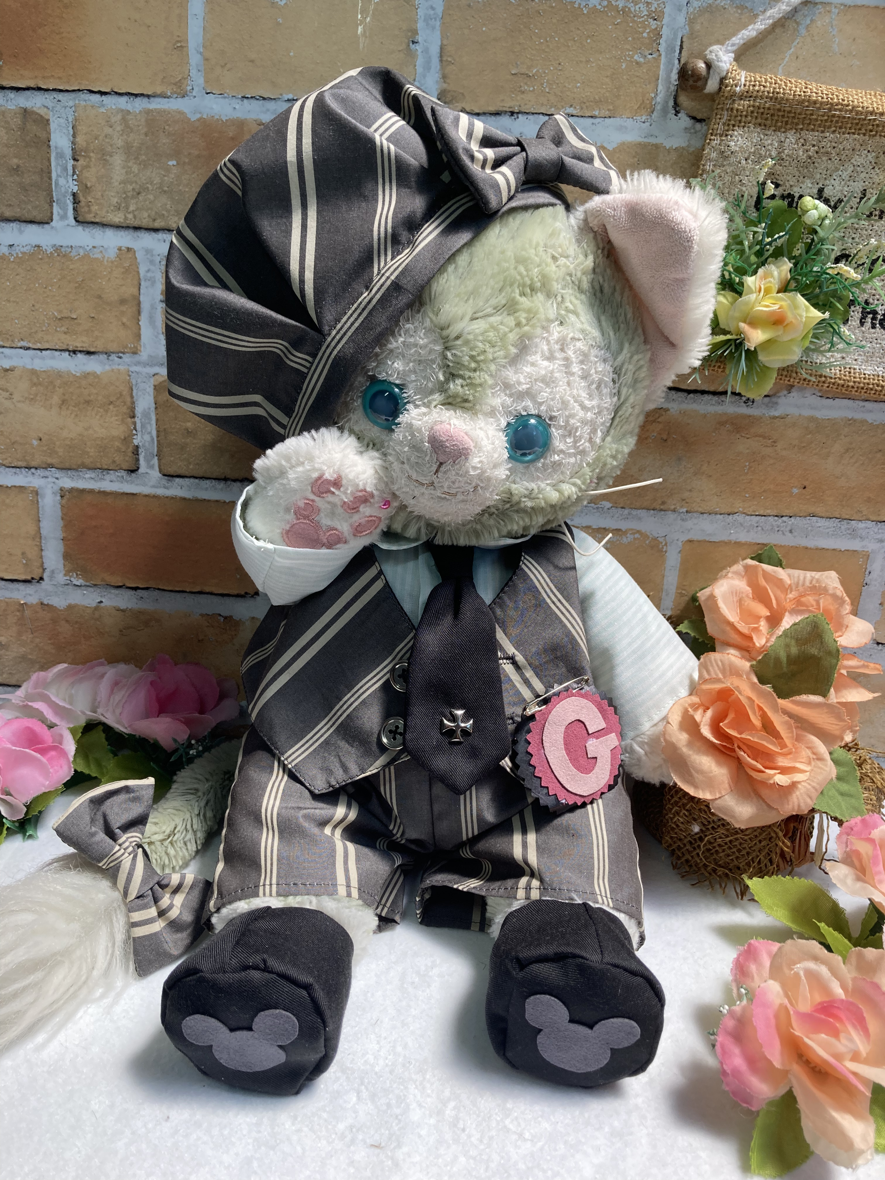 ☆ジェラトーニSサイズ☆グレーストライプ　ベストスーツ９点コスチューム☆リバーシブル帽子&ベスト