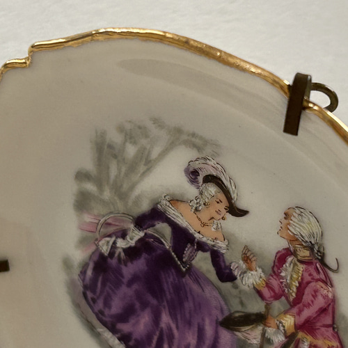 フランスアンティーク LIMOGES リモージュ 貴族柄 ミニプレート 飾り皿
