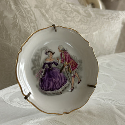 フランスアンティーク LIMOGES リモージュ 貴族柄 ミニプレート 飾り皿