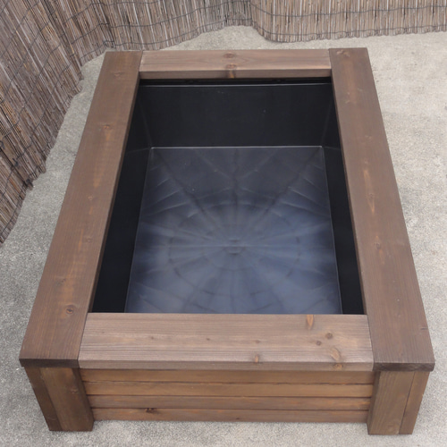 【新品・送料込】メダカ　飼育ケース　80Lトロ舟＋木枠のセット　ウォールナット メダカ 飼育ケース 80Lトロ舟＋木枠のセット ウォールナット