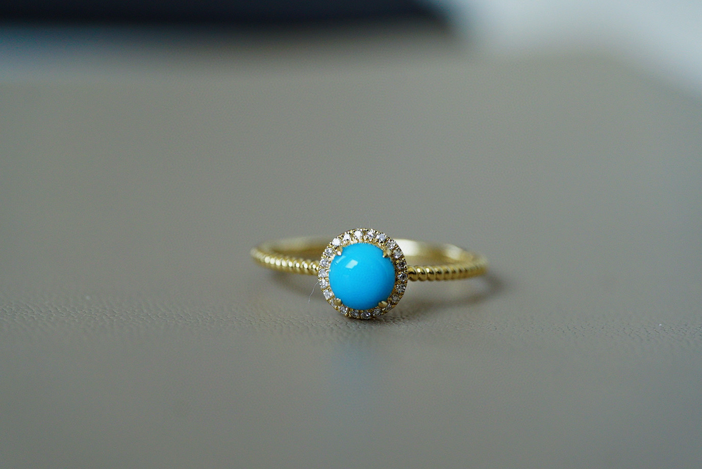 「眠り姫」K18ゴールド　成功・繁栄　12月の誕生石　アリゾナトルコ石　ターコイズ　リング