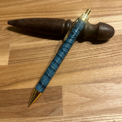 革軸ペン 藍染クロコダイル 本革 加藤金属 ペン・筆記用具 246Leather